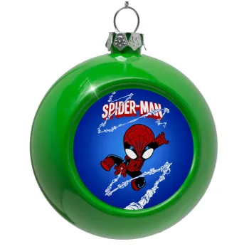 Spiderman kid, Green Christmas tree ornament bauble 8cm