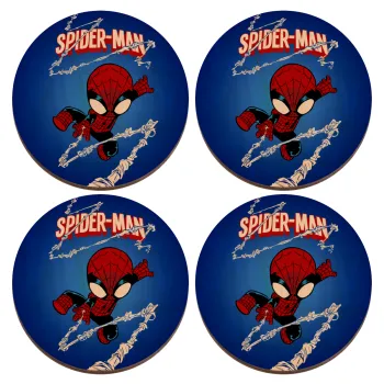 Spiderman kid, ΣΕΤ x4 Σουβέρ ξύλινα στρογγυλά plywood (9cm)