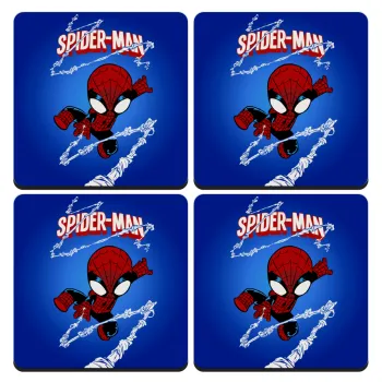 Spiderman kid, ΣΕΤ 4 Σουβέρ ξύλινα τετράγωνα (9cm)