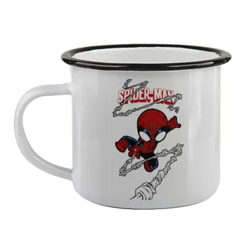 Spiderman kid, Κούπα εμαγιέ με μαύρο χείλος 360ml