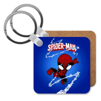 Spiderman kid, Μπρελόκ Ξύλινο τετράγωνο MDF