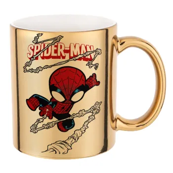Spiderman kid, Mug ceramic, gold mirror, 330ml