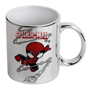 Spiderman kid, Mug ceramic, silver mirror, 330ml