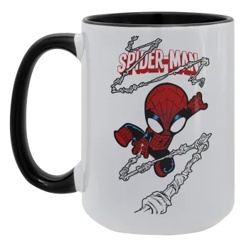 Spiderman kid, Κούπα Mega 15oz, κεραμική Μαύρη, 450ml
