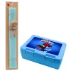 Easter Set, children's snack container BLUE & Easter aromatic flat candle (30cm) (TURQUOISE)