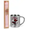 Easter Set, metallic thermal cup (300ml) & aromatic flat Easter candle (30cm) (PINK)