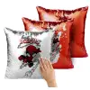Μαξιλάρι καναπέ Μαγικό Κόκκινο με πούλιες 40x40cm περιέχεται το γέμισμα