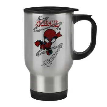 Spiderman kid, Κούπα ταξιδιού ανοξείδωτη με καπάκι, διπλού τοιχώματος (θερμό) 450ml