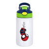 Spiderman upside down, Παιδικό παγούρι θερμό, ανοξείδωτο, με καλαμάκι ασφαλείας, πράσινο/μπλε (350ml)