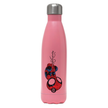 Spiderman upside down, Metal mug thermos Pink Mat (Stainless steel), double wall, 500ml