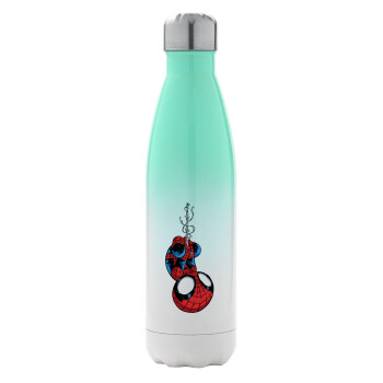Spiderman upside down, Μεταλλικό παγούρι θερμός Πράσινο/Λευκό (Stainless steel), διπλού τοιχώματος, 500ml