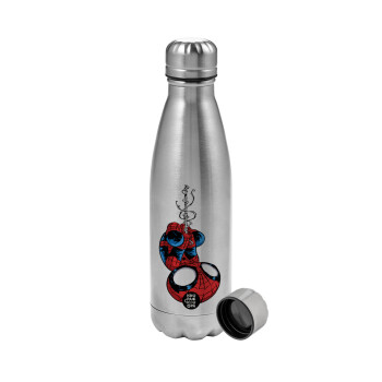 Spiderman upside down, Metallic water bottle, stainless steel, 750ml