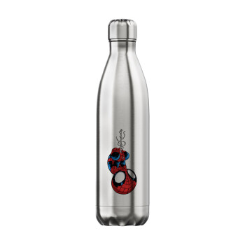 Spiderman upside down, Μεταλλικό παγούρι θερμός Inox (Stainless steel), διπλού τοιχώματος, 750ml