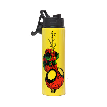 Spiderman upside down, Metallic water bottle with safety lid, 850ml aluminum