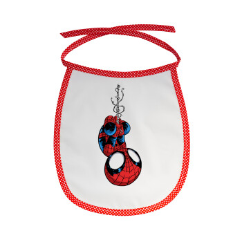 Spiderman upside down, Σαλιάρα μωρού αλέκιαστη με κορδόνι Κόκκινη