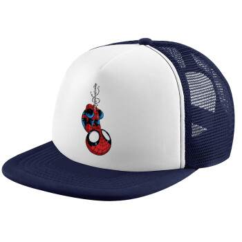 Spiderman upside down, Καπέλο Ενηλίκων Soft Trucker με Δίχτυ Dark Blue/White (POLYESTER, ΕΝΗΛΙΚΩΝ, UNISEX, ONE SIZE)