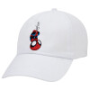 Spiderman upside down, Καπέλο ενηλίκων Jockey Λευκό (snapback, 5-φύλλο, unisex)