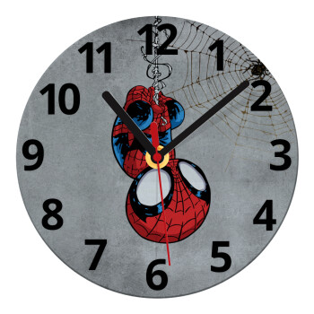 Spiderman upside down, Ρολόι τοίχου γυάλινο (20cm)