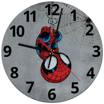 Spiderman upside down, Ρολόι τοίχου γυάλινο (30cm)