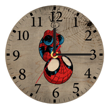 Spiderman upside down, Ρολόι τοίχου ξύλινο plywood (20cm)
