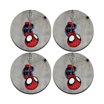 Spiderman upside down, SET of 4 round wooden coasters (9cm)