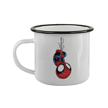 Spiderman upside down, Κούπα εμαγιέ με μαύρο χείλος 360ml