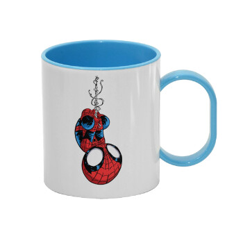 Spiderman upside down, Κούπα (πλαστική) (BPA-FREE) Polymer Μπλε για παιδιά, 330ml