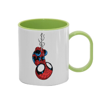 Spiderman upside down, Κούπα (πλαστική) (BPA-FREE) Polymer Πράσινη για παιδιά, 330ml