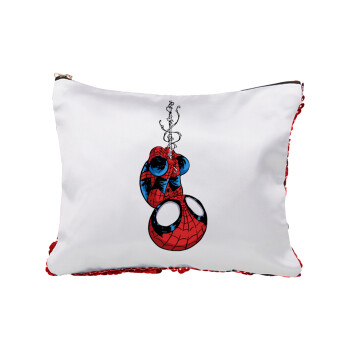 Spiderman upside down, Τσαντάκι νεσεσέρ με πούλιες (Sequin) Κόκκινο