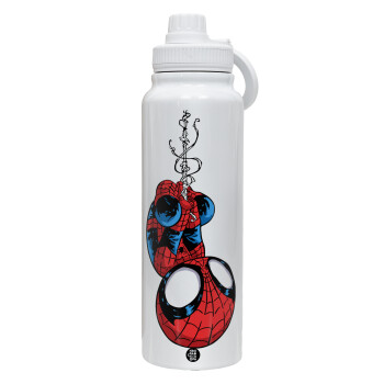 Spiderman upside down, 1L Stainless Steel Thermal Bottle with Phone Holder & Double Wall Insulation