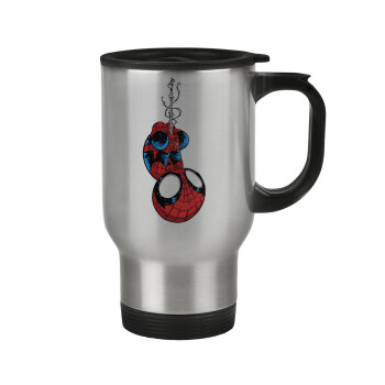 Spiderman upside down, Κούπα ταξιδιού ανοξείδωτη με καπάκι, διπλού τοιχώματος (θερμό) 450ml
