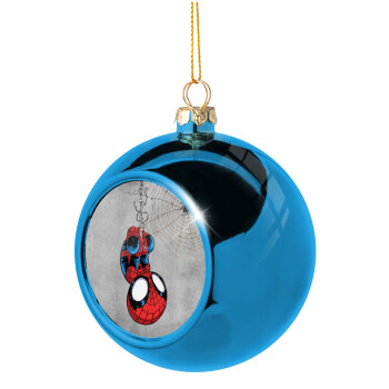 Spiderman upside down, Χριστουγεννιάτικη μπάλα δένδρου Μπλε 8cm