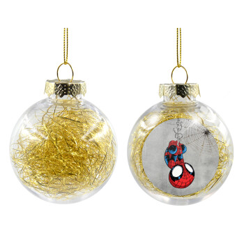 Spiderman upside down, Χριστουγεννιάτικη μπάλα δένδρου διάφανη με χρυσό γέμισμα 8cm