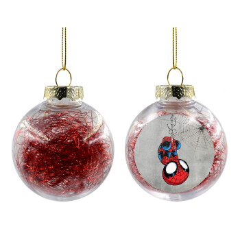 Spiderman upside down, Χριστουγεννιάτικη μπάλα δένδρου διάφανη με κόκκινο γέμισμα 8cm