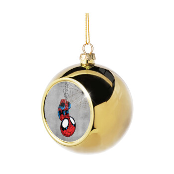 Spiderman upside down, Χριστουγεννιάτικη μπάλα δένδρου Χρυσή 8cm