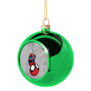 Spiderman upside down, Χριστουγεννιάτικη μπάλα δένδρου Πράσινη 8cm