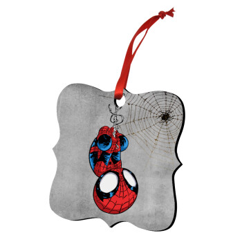 Spiderman upside down, Christmas ornament polygon wooden 7.5cm