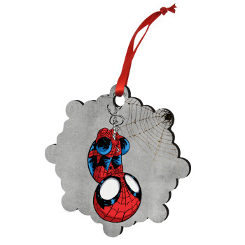 Spiderman upside down, Χριστουγεννιάτικο στολίδι snowflake ξύλινο 7.5cm