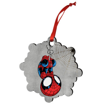 Spiderman upside down, Christmas ornament snowflake wooden 7.5cm