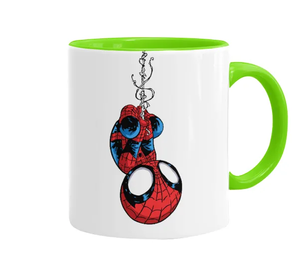 Spiderman upside down — Κούπα χρωματιστή βεραμάν, κεραμική, 330ml