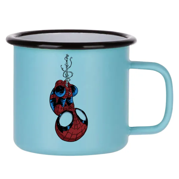 Spiderman upside down — Κούπα Μεταλλική εμαγιέ ΜΑΤ σιέλ 360ml