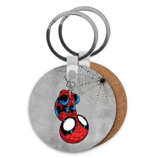 Spiderman upside down — Ξύλινο στρογγυλό