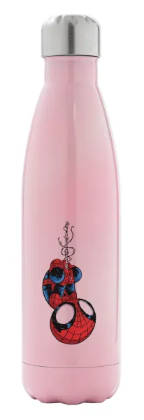 Spiderman upside down — Μεταλλικό παγούρι θερμός Ροζ Ιριδίζον (Stainless steel), διπλού τοιχώματος, 500ml