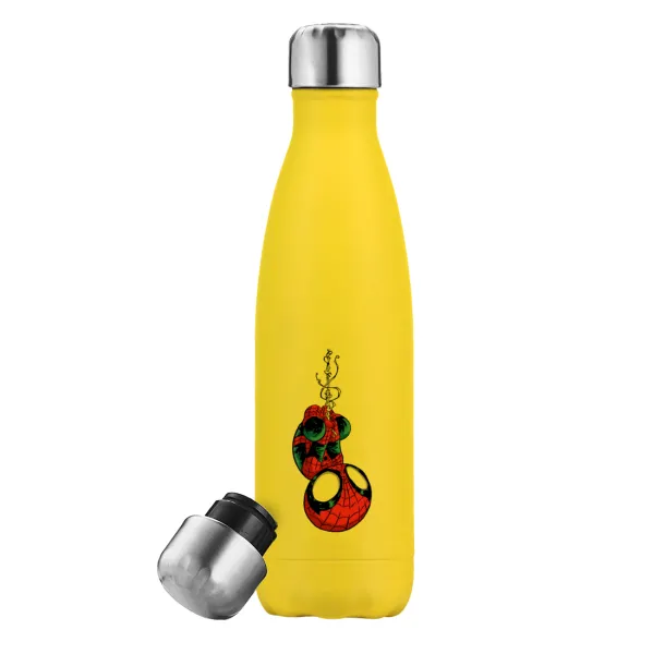 Spiderman upside down — Yellow Stainless Steel Metallic Thermos, double-walled, 500ml