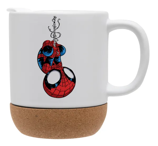 Spiderman upside down — Κούπα, κεραμική με βάση φελού και καπάκι (ΜΑΤ), 330ml