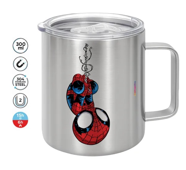 Spiderman upside down — Double-walled stainless steel mug 300ml with temperature-retaining lid