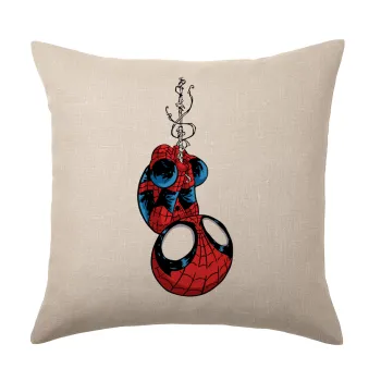 Spiderman upside down, Μαξιλάρι καναπέ ΛΙΝΟ 40x40cm περιέχεται το  γέμισμα