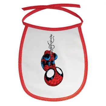 Spiderman upside down, Σαλιάρα μωρού αλέκιαστη με κορδόνι Κόκκινη