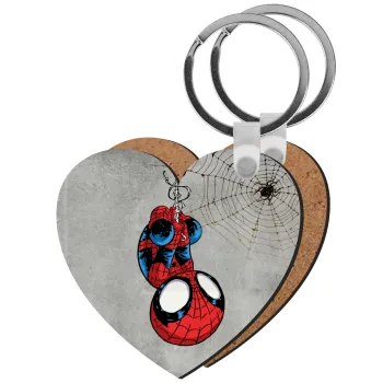 Spiderman upside down, Μπρελόκ Ξύλινο καρδιά MDF