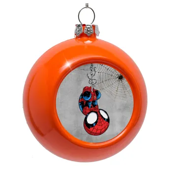 Spiderman upside down, Orange Christmas tree ornament bauble 8cm